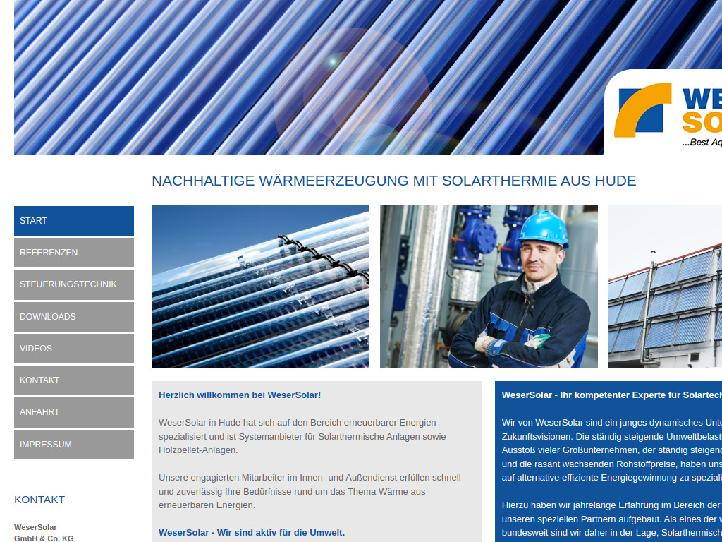 Website von WeserSolar GmbH & Co. KG in Hude