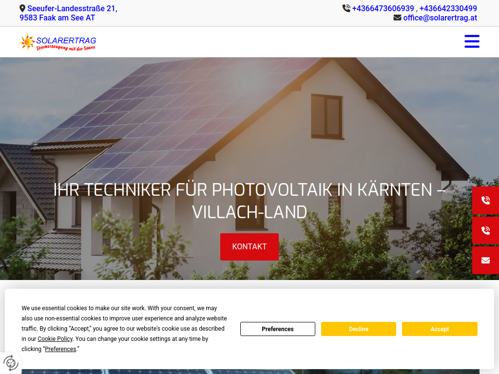 Website von Techniker für Photovoltaik
