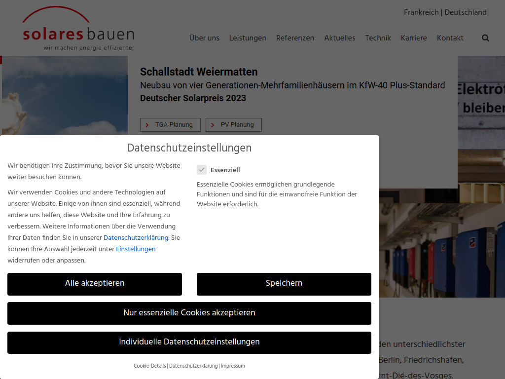 Website von solares bauen GmbH in Freiburg i. Br.