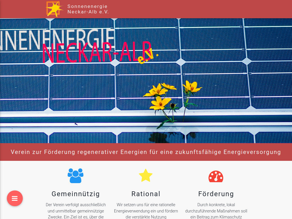 Website von Sonnenenergie Neckar-Alb e.V. in Sonnenbühl