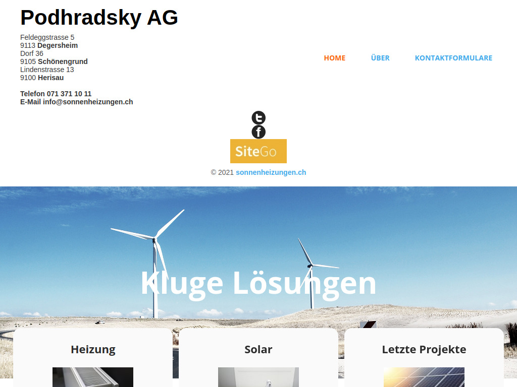 Website von Podhradsky AG in Degersheim