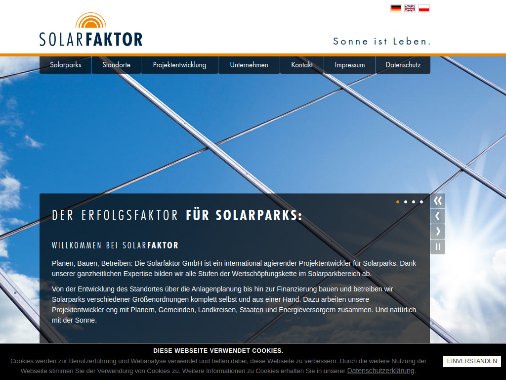 Website von Solarfaktor GmbH in Waren (Müritz)