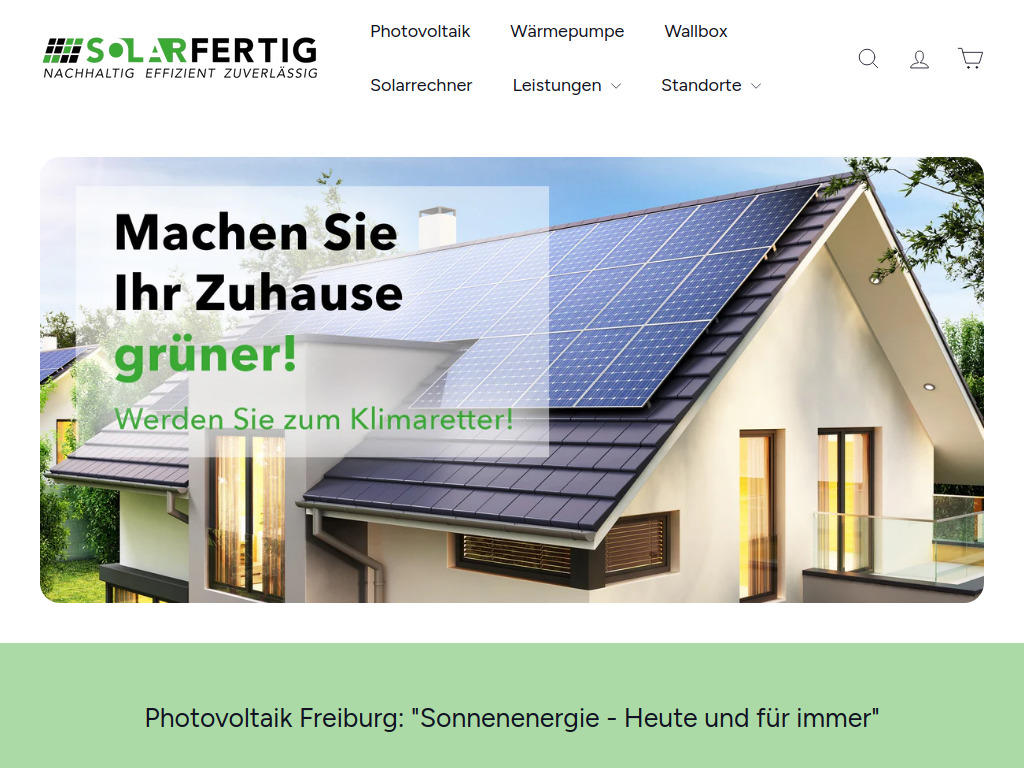 Website von Solarfertig GmbH in March