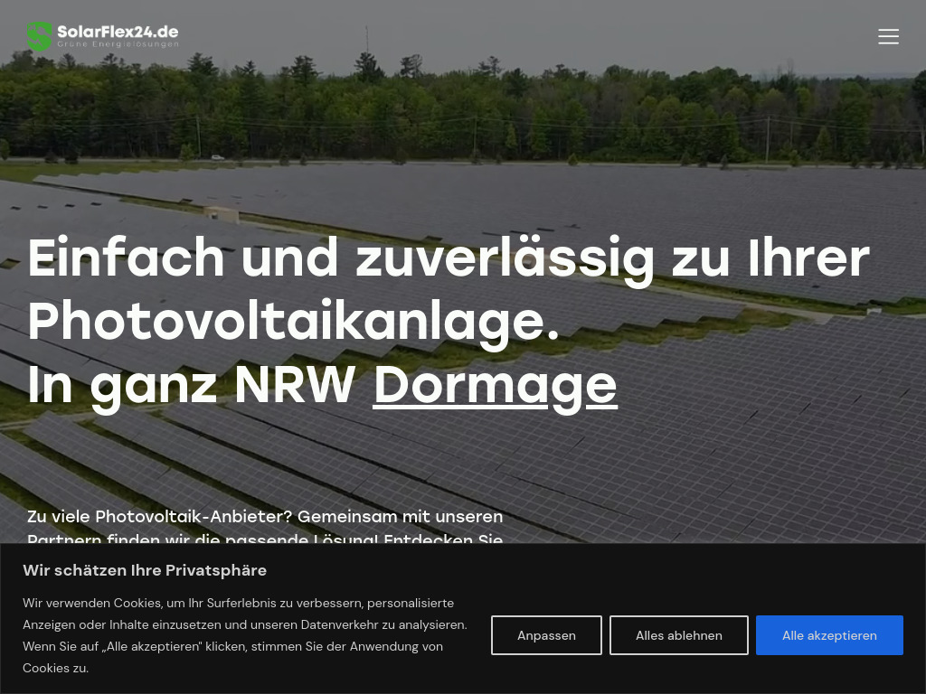 Website von SolarFlex24 in Brühl