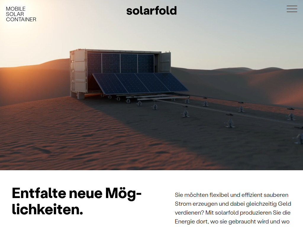 Website von solarfold GmbH in Seeham
