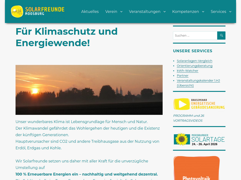 Website von Solarfreunde Moosburg e.V. in Moosburg