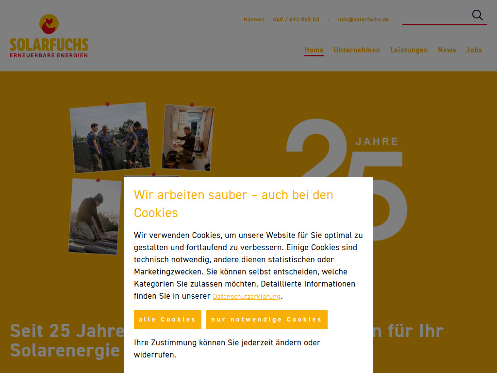 Website von Solarfuchs Erneuerbare Energien GmbH in Hamburg