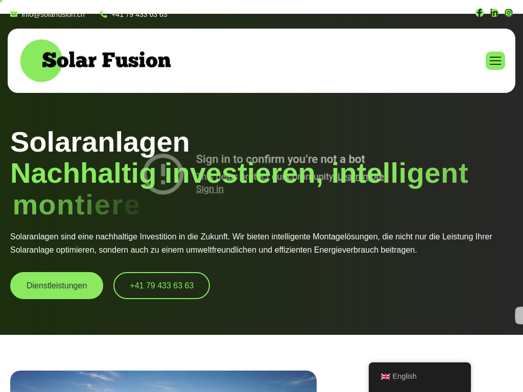 Website von Solar Fusion in Dietikon