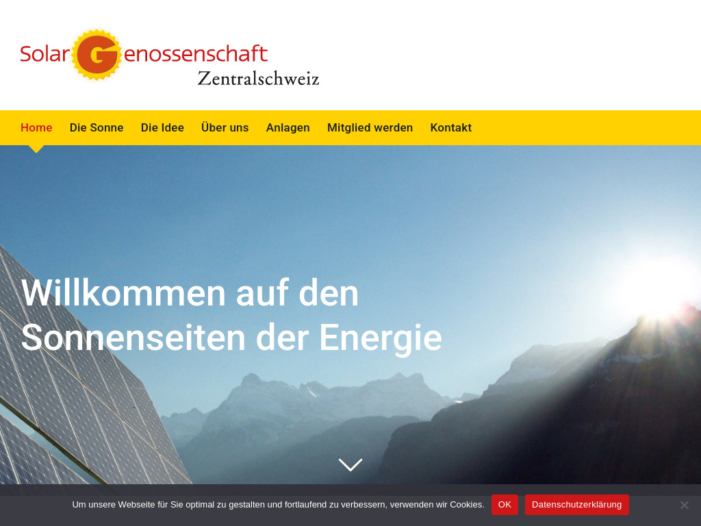Website von Solar Genossenschaft Zentralschweiz in Ibach