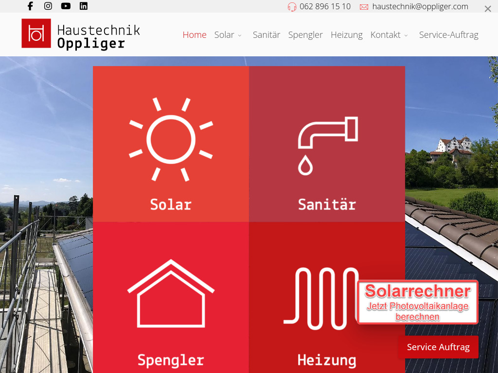 Website von Haustechnik OPPLIGER AG in Othmarsingen