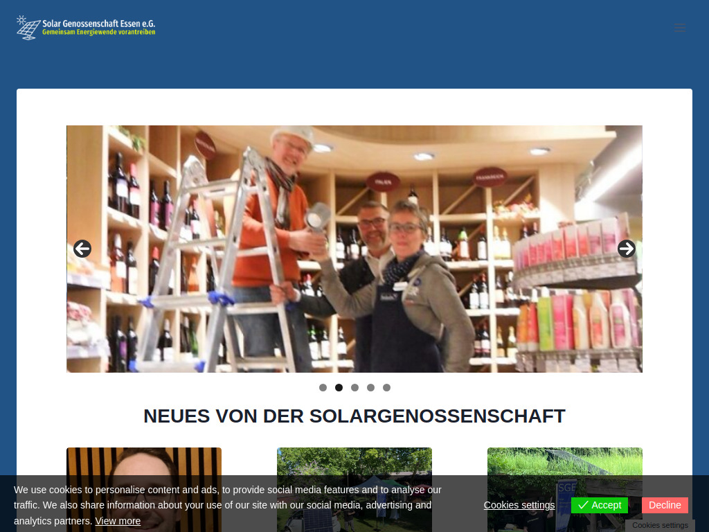 Website von Solargenossenschaft Essen eG in Essen