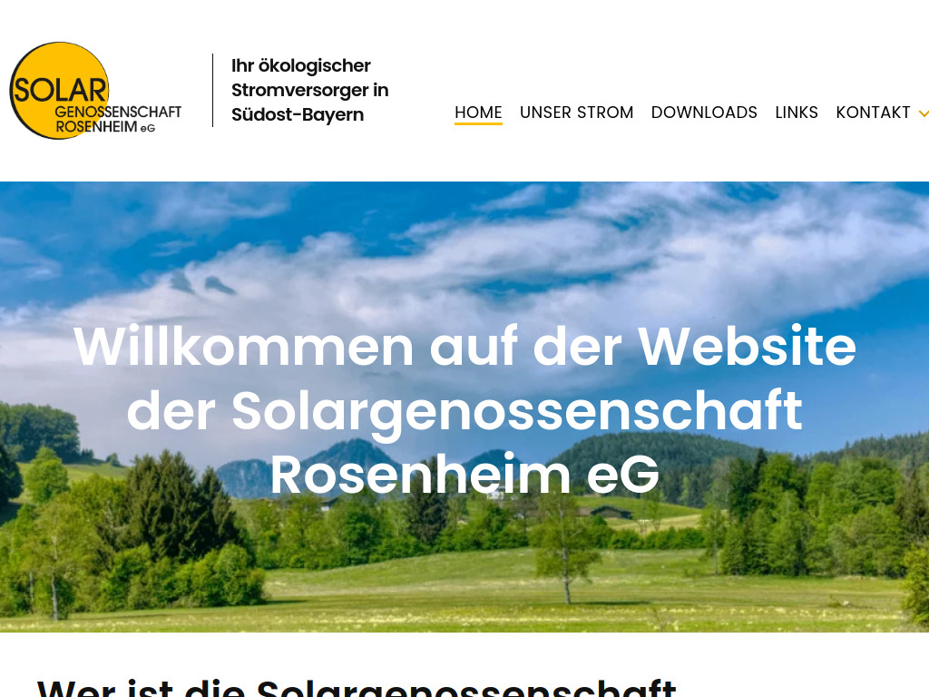 Website von Solargenossenschaft Rosenheim eG in Rosenheim