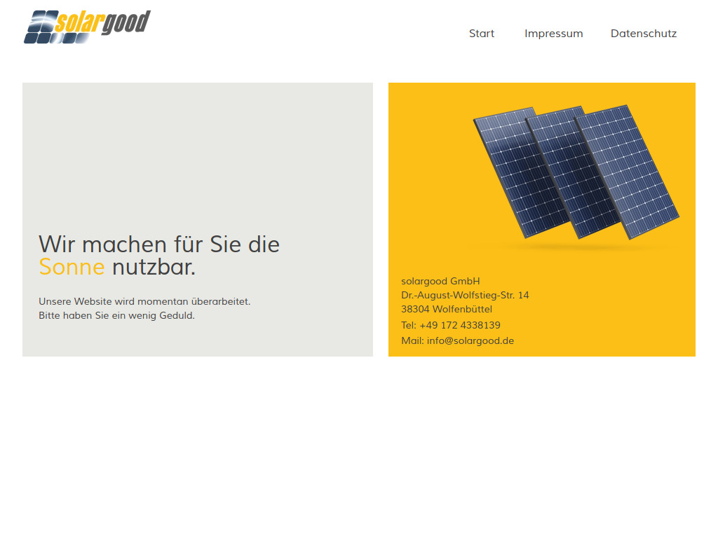 Website von solargood GmbH in Wolfenbüttel