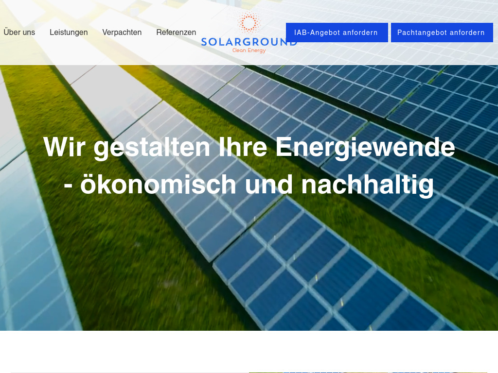 Website von Solarground Solutions GmbH in Grünwald