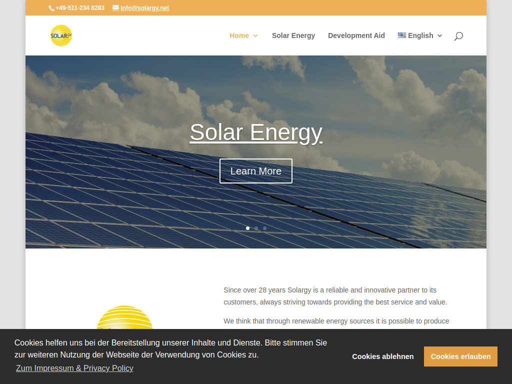 Website von SolarGy GmbH in Hemmingen