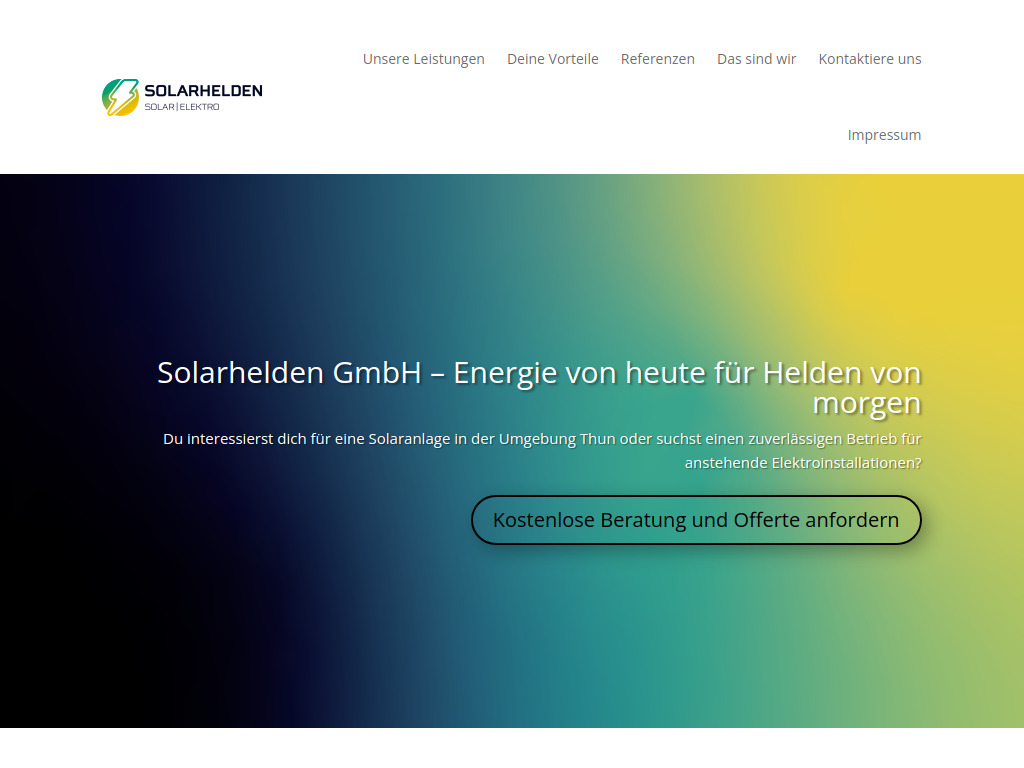Website von Solarhelden GmbH in Heimberg