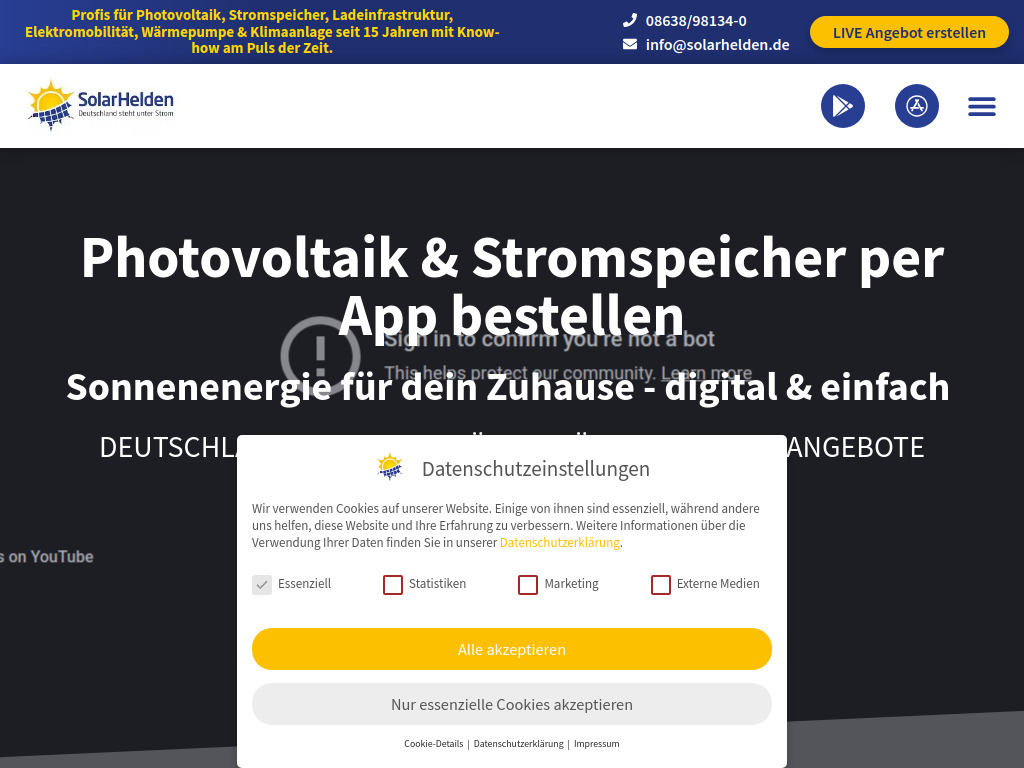 Website von SolarHelden GmbH in Waldkraiburg