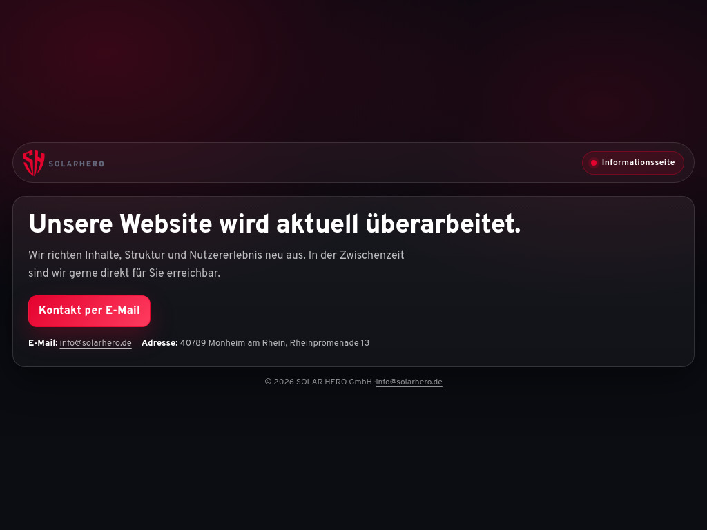Website von Solar Hero GmbH in Monheim am Rhein