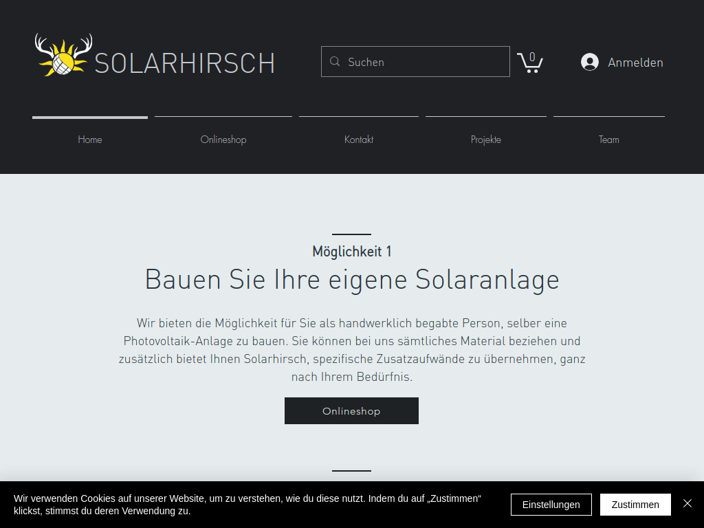 Website von Solarhirsch in Gwatt