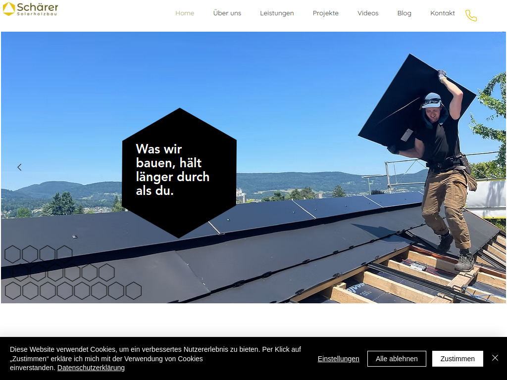 Website von Schärer Solarholzbau GmbH in Wikon