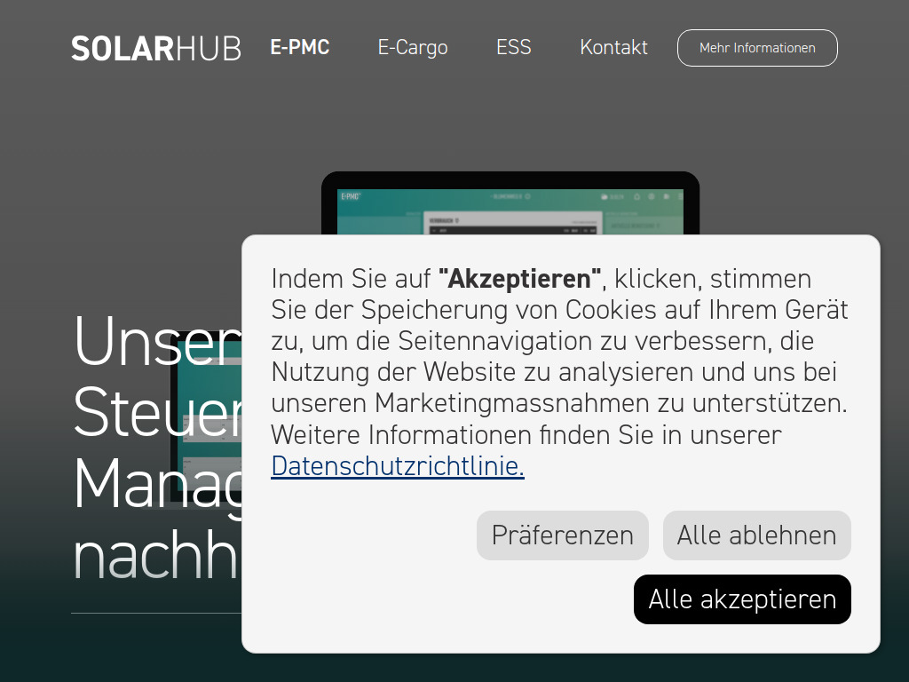 Website von SolarHub AG in Wolhusen