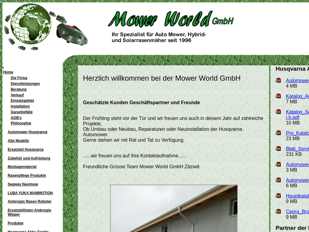 Website von Mower World GmbH in Zäziwil