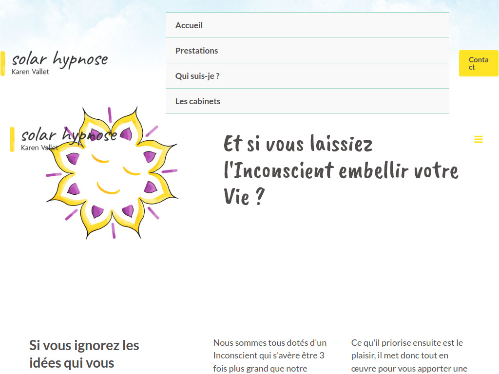 Website von Hypnose, coaching spirituel, soins énergétiques - Solar hypnose in Cugy