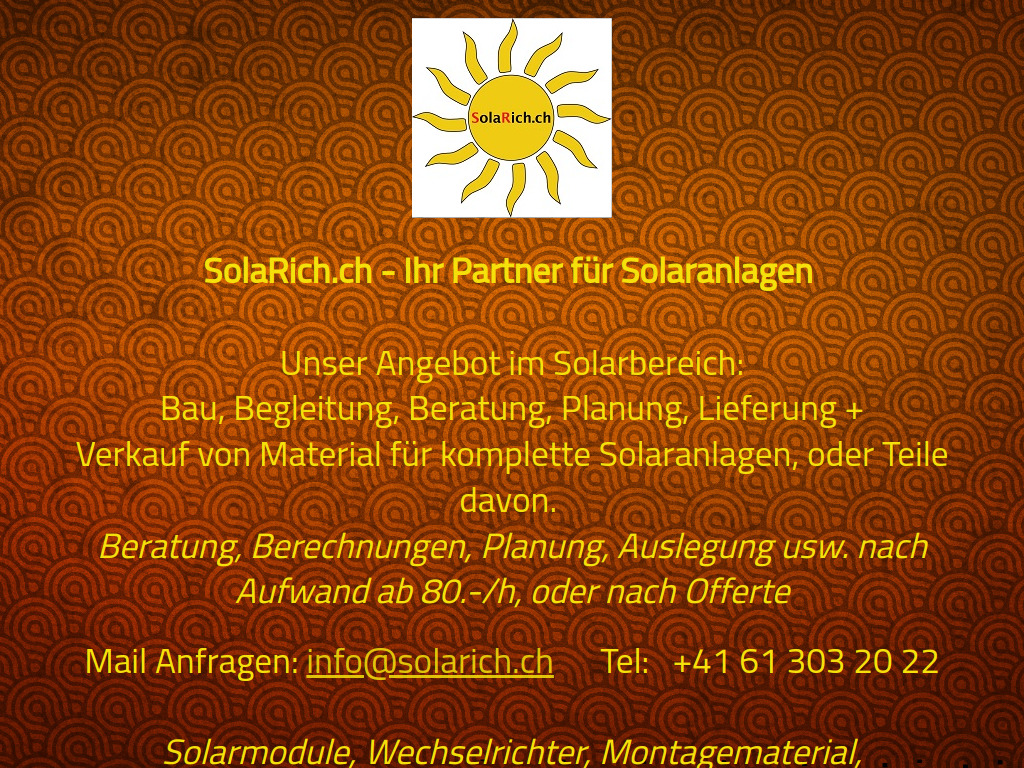 Website von SolaRich.ch - Ihr Partner für Solaranlagen und Solarmodule