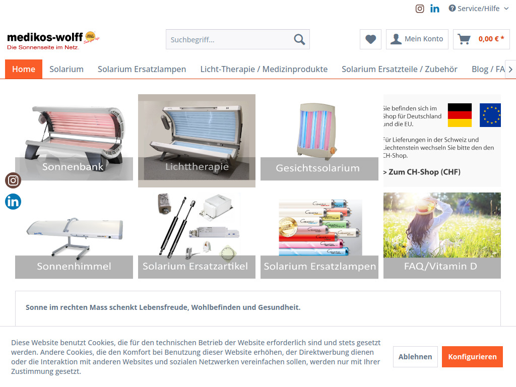Website von MEDIKOS WOLFF CTM Wolff GmbH in Riehen