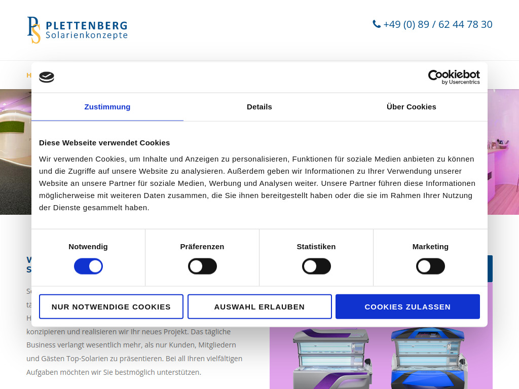 Website von Plettenberg Solarienkonzepte GmbH in Stockdorf