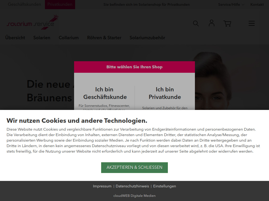 Website von Solarium Service AG in Knonau