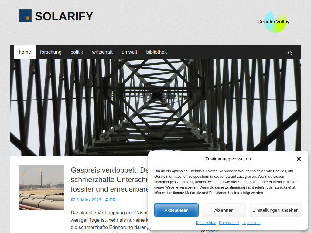 Website von Circular Valley Stiftung in Wuppertal