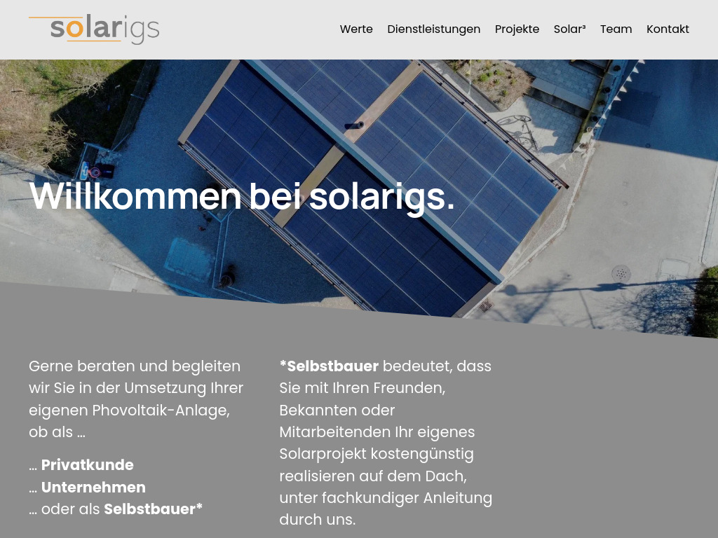 Website von solarigs GmbH in Wetzikon