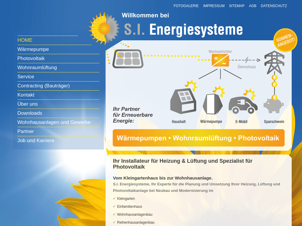 Website von S.I. Energiesysteme in Hagenbrunn