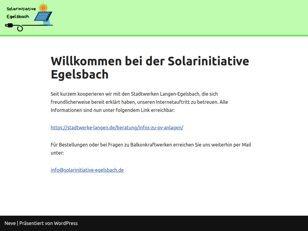 Website von Solarinitiative Egelsbach