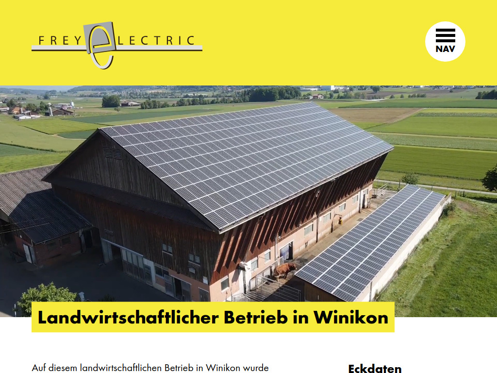 Website von Frey electric AG in Winikon