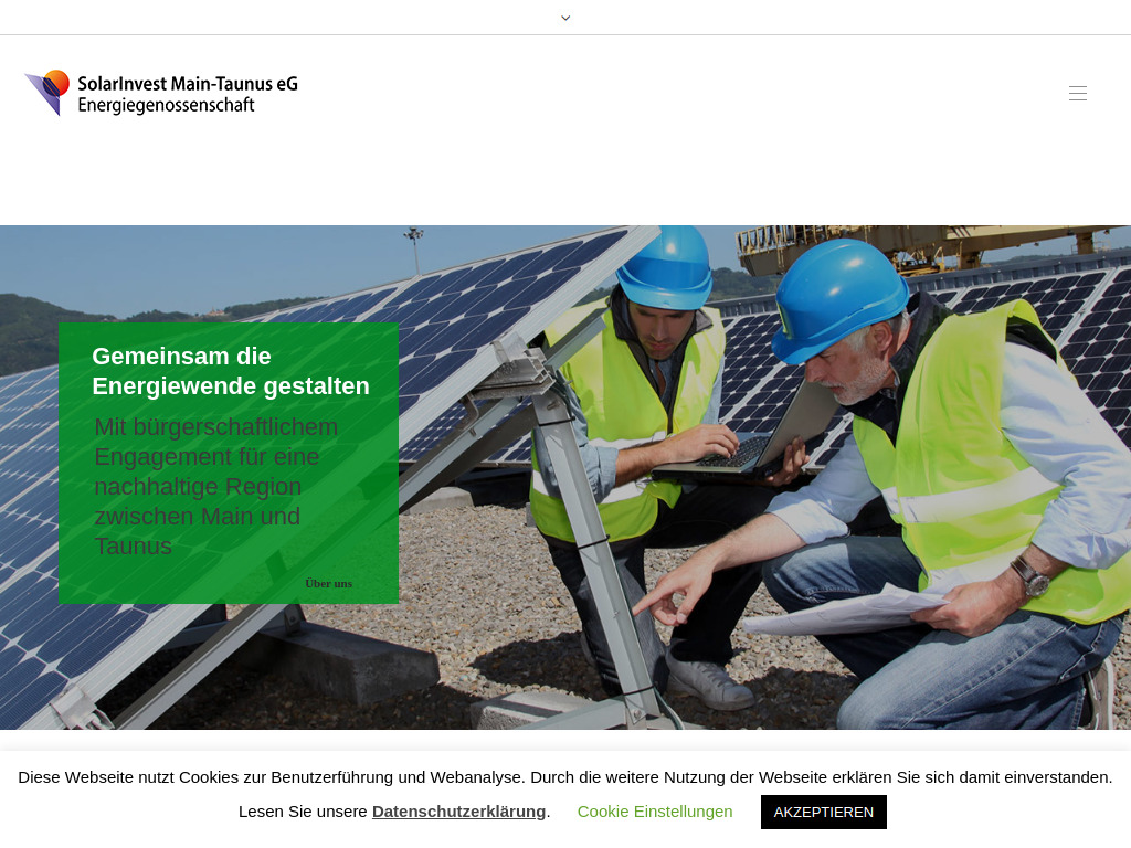 Website von SolarInvest Main-Taunus eG in Hofheim