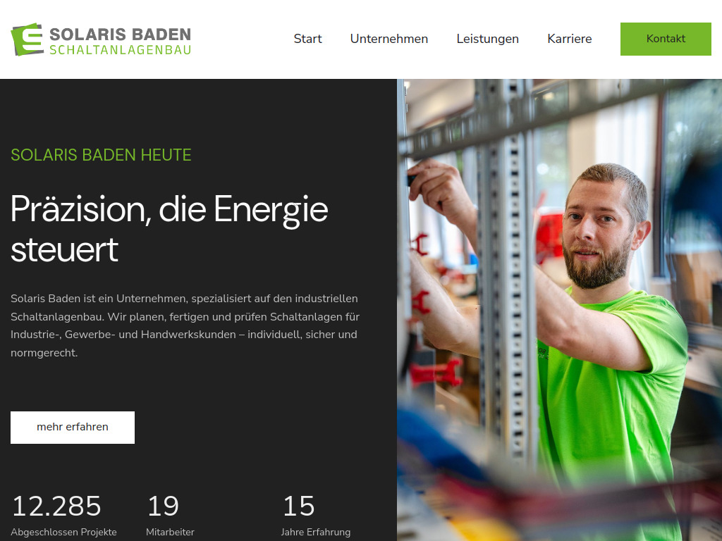 Website von Solaris-Baden GmbH in Bühl