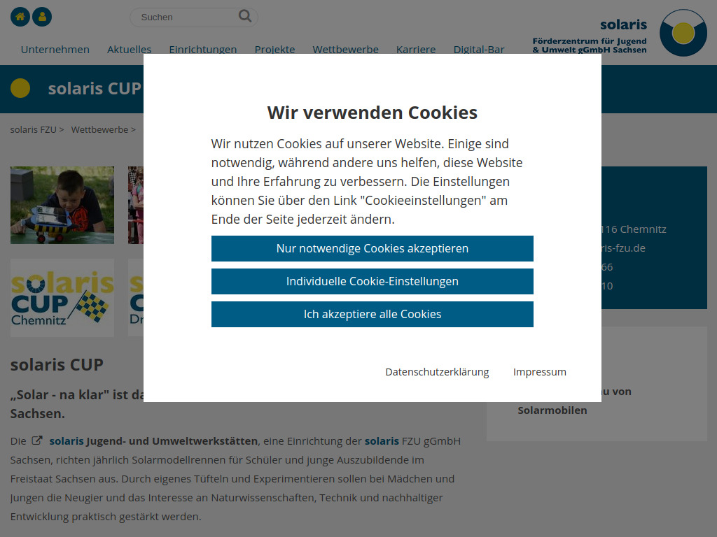 Website von solaris FZU gGmbH Sachsen