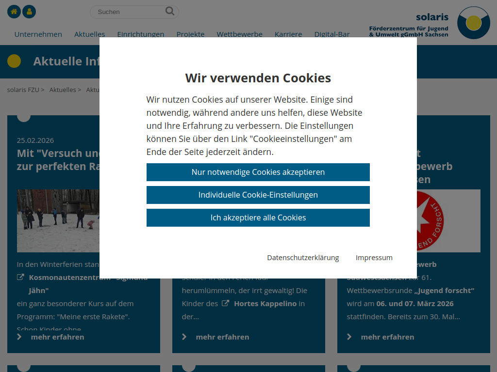 Website von solaris FZU gGmbH in Chemnitz