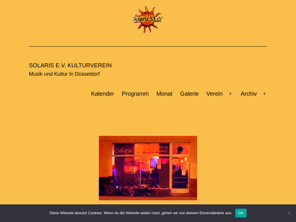 Website von Kulturcafé Solaris 53 e.V. in Düsseldorf