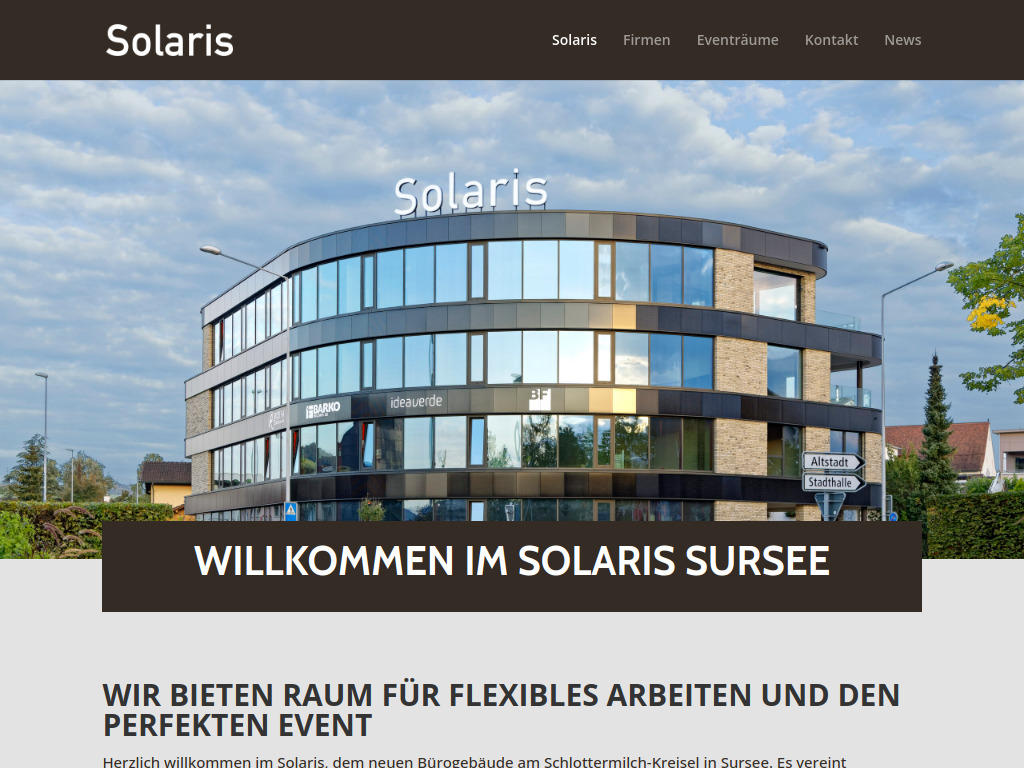 Website von Solaris in Sursee