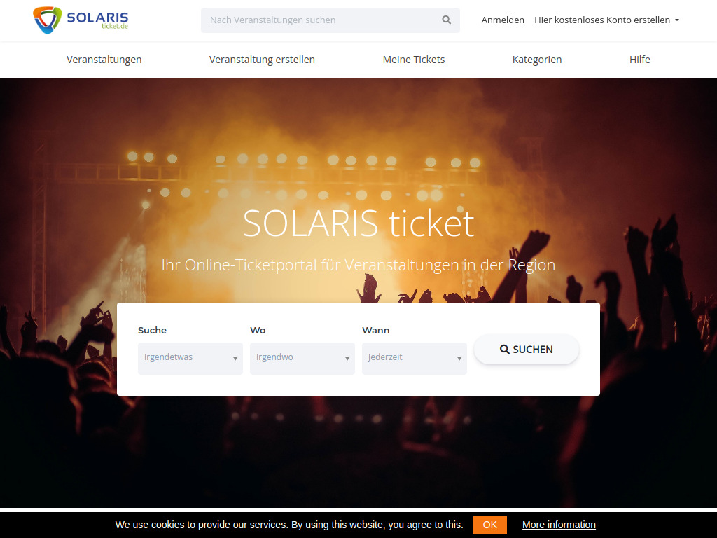 Website von SOLARIS Ticketverkauf und Veranstaltungsmanagement in Droyßig