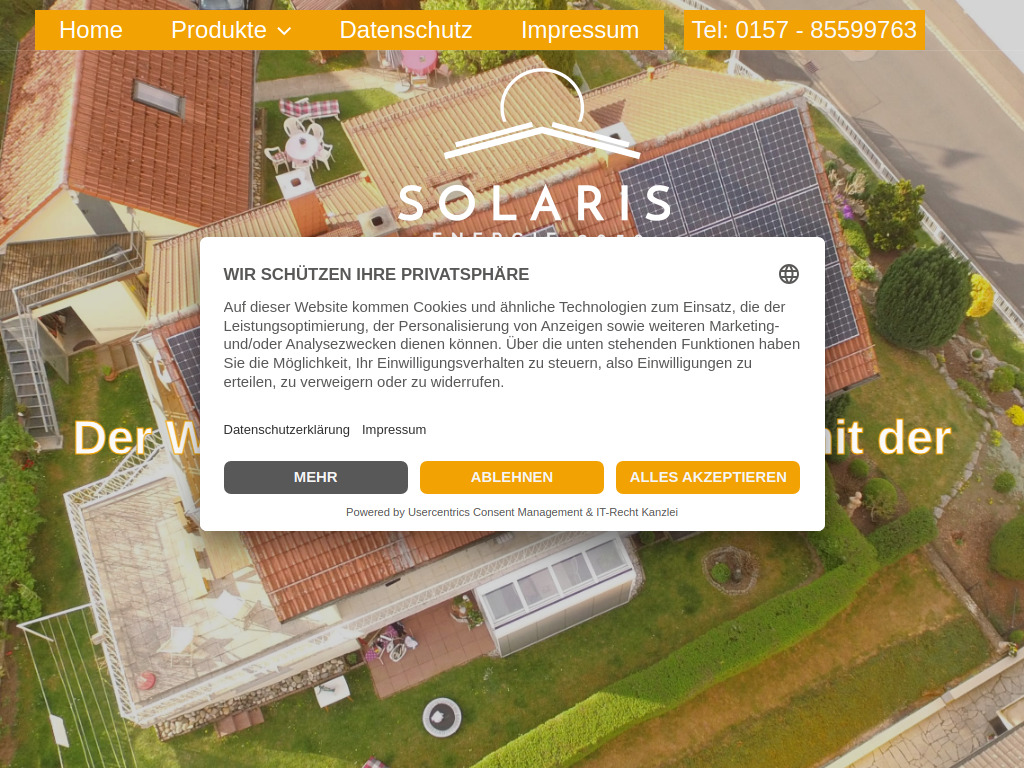 Website von Solaris Energie in Oberthulba