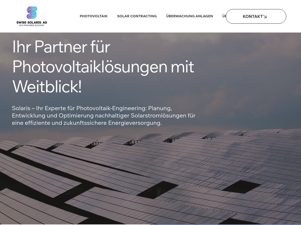 Website von Solaris Swiss AG in Zug