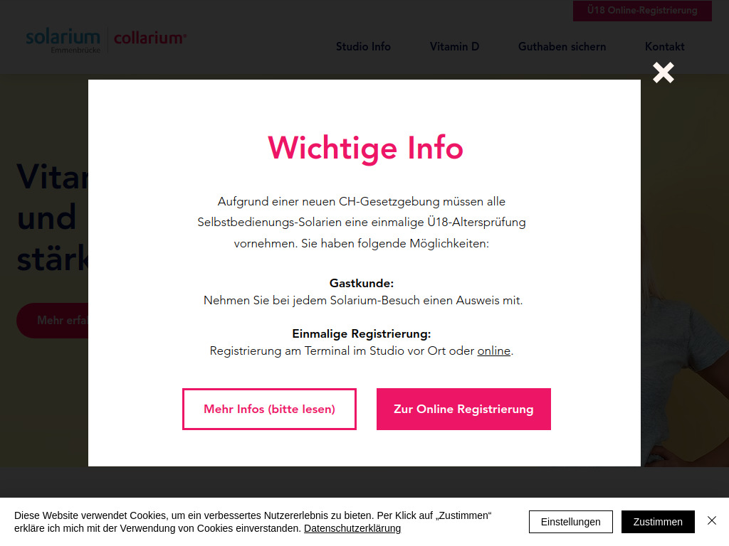 Website von Solarium Service AG in Emmenbrücke
