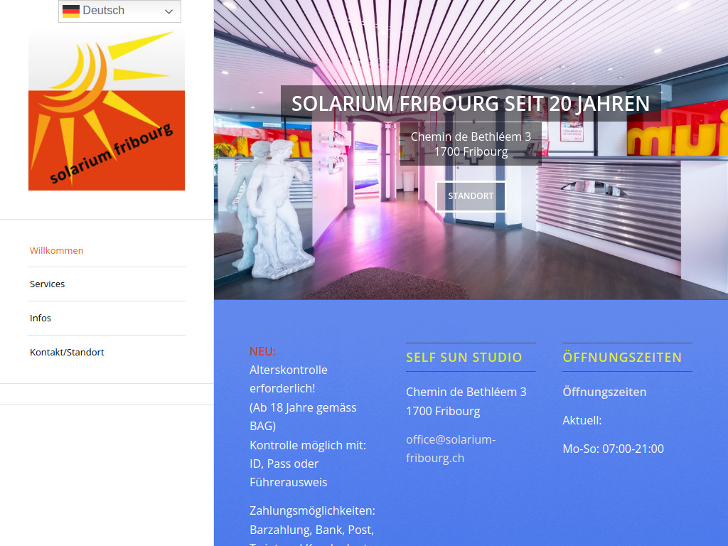 Website von Solarium Fribourg in Fribourg