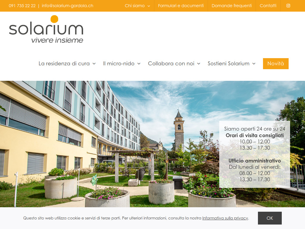 Website von Fondazione Casa di Riposo Solarium in Gordola