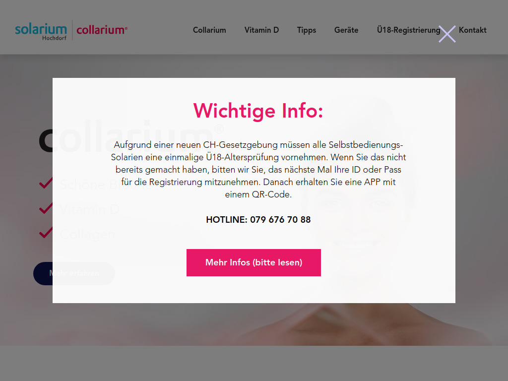 Website von Solarium Service AG in Hochdorf