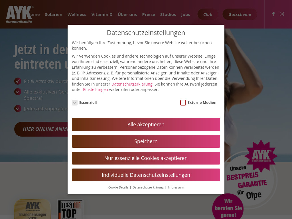 Website von Apricor GmbH in Olpe